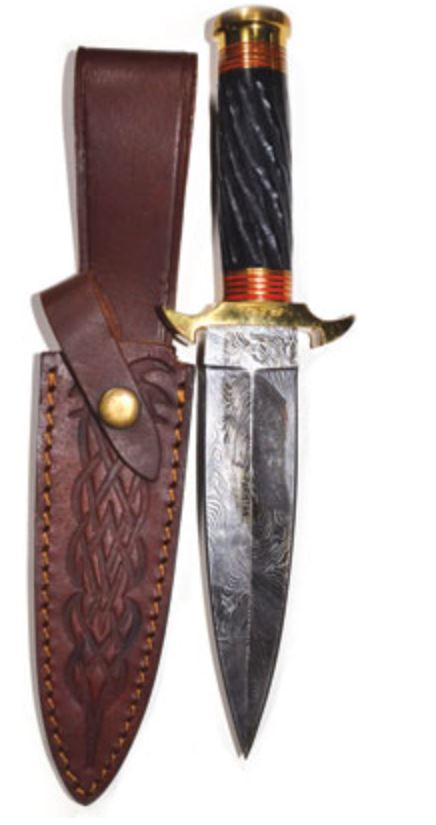 10 1/2" Twisted Horn Damascus athame