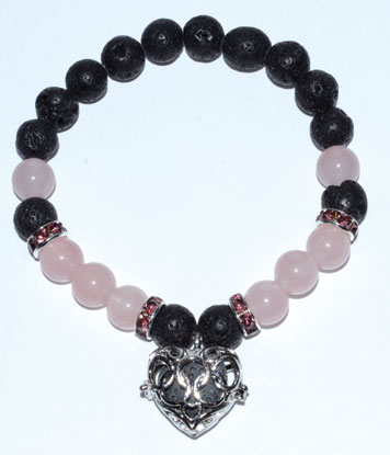 8mm Lava/ Rose Quartz with Aromatherapy