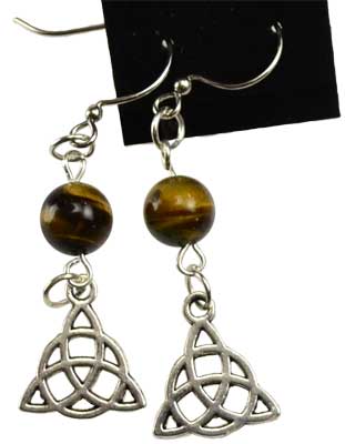 Tiger's Eye Triquetra earrings