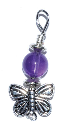 Butterfly pendant with amethyst bead