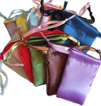 12 pk 1 3/4" x 2" Satin pouches mixed colors